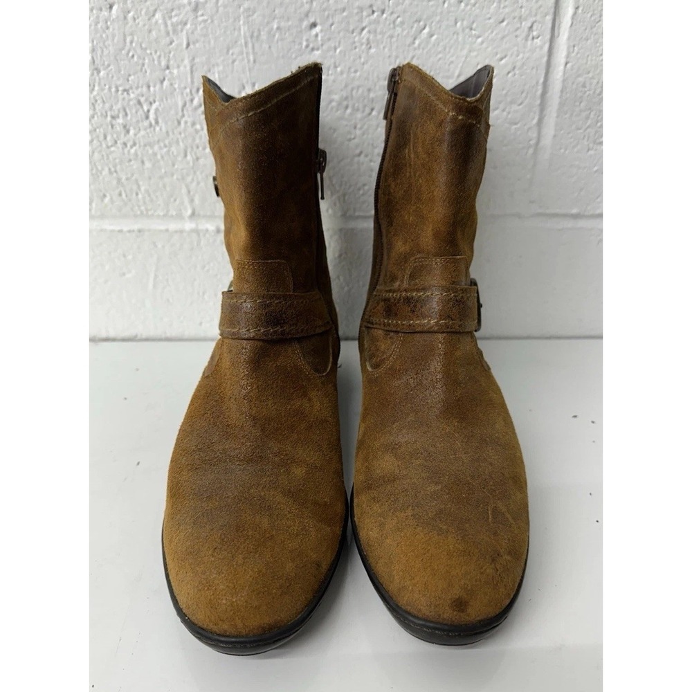 David Tate ankle leather suede Women's brown western boots size 9.5 buckle - Picture 3 of 8